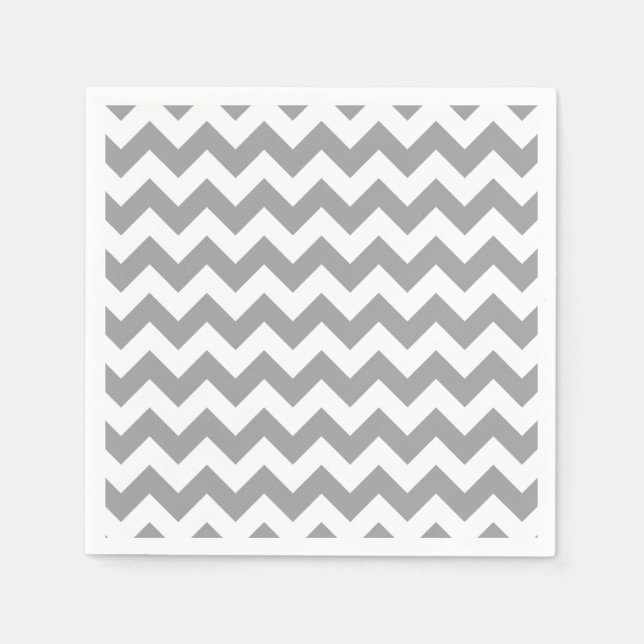 Guardanapo De Papel Padrão Chevron Branco-Zig-Zag da Cinza Escura (Frente)