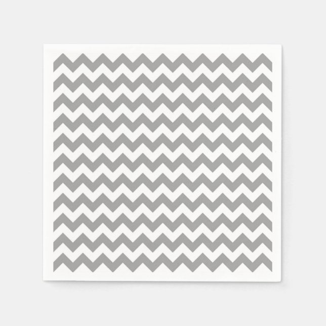 Guardanapo De Papel Padrão Chevron Branco-Zig-Zag da Cinza Escura (Frente)
