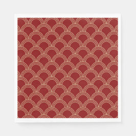Guardanapo De Papel Padrão Chinês Tradicional Vermelho e Dourado