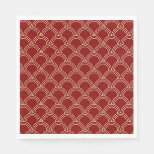 Guardanapo De Papel Padrão Chinês Tradicional Vermelho e Dourado