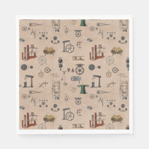 Guardanapo De Papel Padrão Científico Mecânico de Engenharia Antiquado