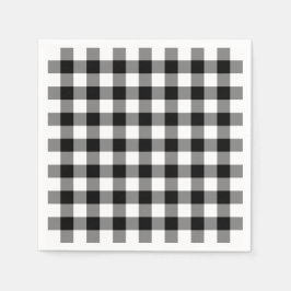Guardanapo De Papel Padrão clássico de Xadrez de Gingham preto e branc