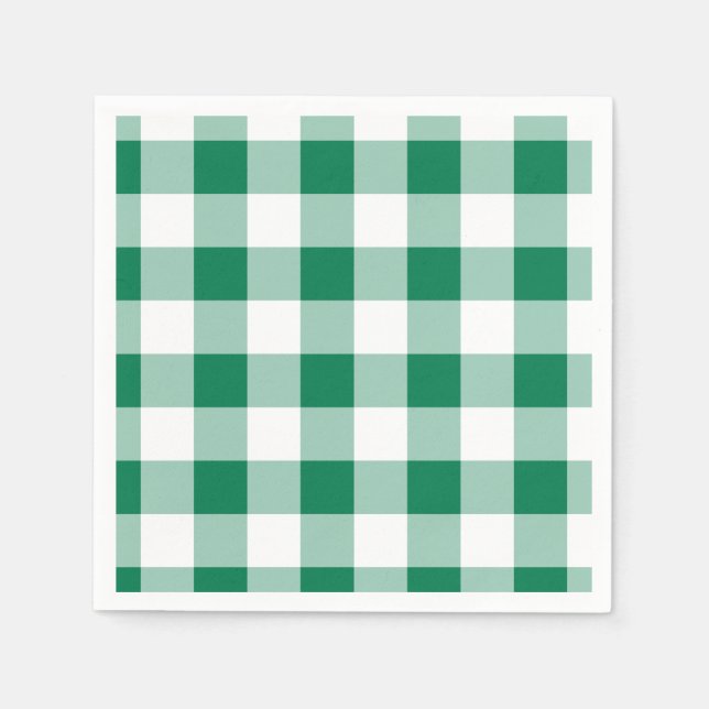 Guardanapo De Papel Padrão Clássico de Xadrez Verde (Frente)