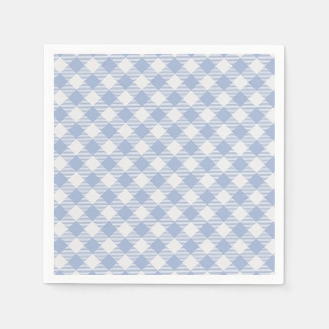 Guardanapo De Papel Padrão clássico Gingham azul verificado (Frente)