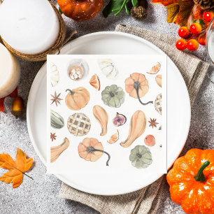 Guardanapo De Papel Padrão Colorido de Pumpkin de Aquarela Autumn V