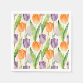 Guardanapo De Papel Padrão Colorido de Tulipas