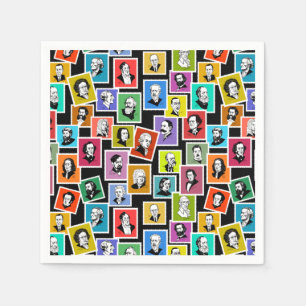 Guardanapo De Papel Padrão com retratos dos maiores compositores