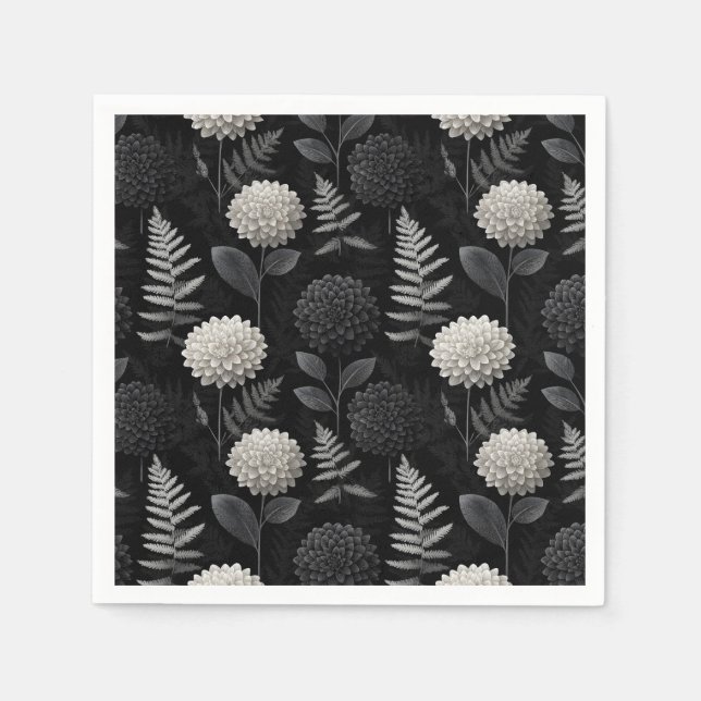 Guardanapo De Papel Padrão contínuo de Dahlia Gótica e Samambaia em Xi (Frente)