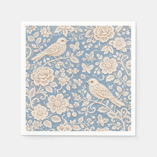 Guardanapo De Papel Padrão contínuo de pássaros e flores em estilo chi (Frente)