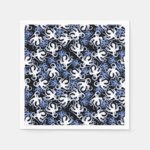 Guardanapo De Papel Padrão contínuo de polvo preto, branco e azul