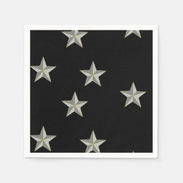 Guardanapo De Papel padrão das estrelas da cinza em preto