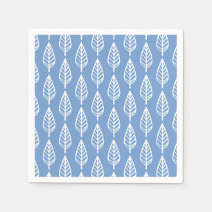 Guardanapo De Papel Padrão das folhas de faia - Azul-céu e branco