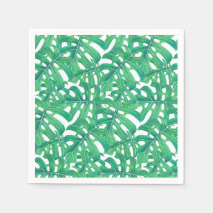 Guardanapo De Papel Padrão das folhas tropicais de monstera verde