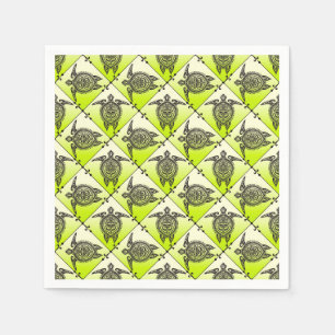 Guardanapo De Papel Padrão das tartarugas do mar Shamanic - verde + su