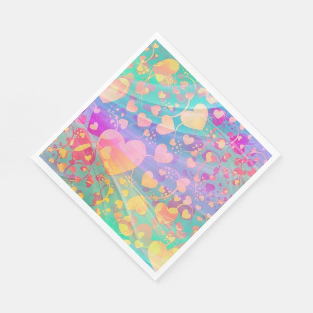 Guardanapo De Papel Padrão de Amor Coração Pastel Design (Quina)