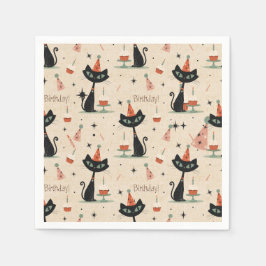 Guardanapo De Papel Padrão de Aniversário de Gato Atômico de Meado
