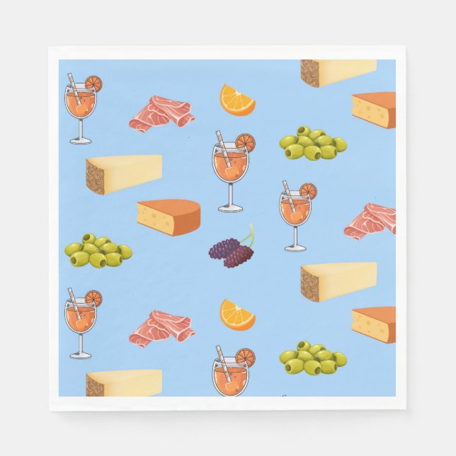 Guardanapo De Papel Padrão de Aperol e Queijo (Frente)