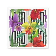 Padrão de Aquarela das Flores Orquídeas Coloridas