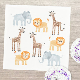 Guardanapo De Papel Padrão de Aquarela de Animais Safari Cute