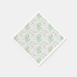 Guardanapo De Papel Padrão de Aquarela do Bebê do Dragão Verde