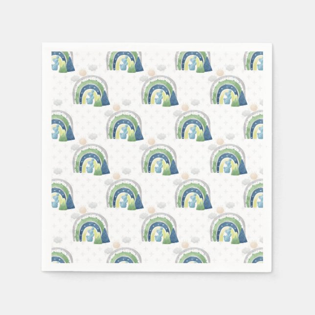 Guardanapo De Papel Padrão de Arco-íris em Aquarela (Frente)