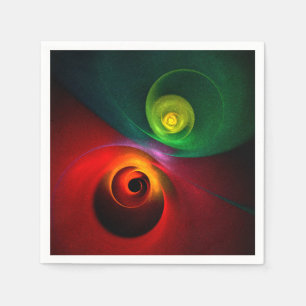 Guardanapo De Papel Padrão de Arte Abstrata Moderna Yin Yang Verde Ver