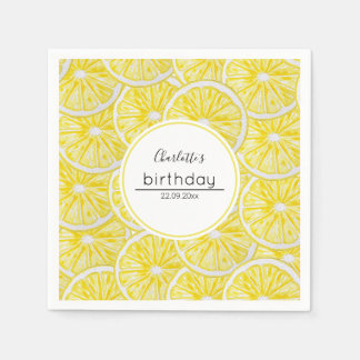 Guardanapo De Papel Padrão de Arte de Aquarela de Fatias de Limão