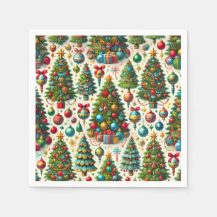 Guardanapo De Papel Padrão de Árvore de Natal Festivo