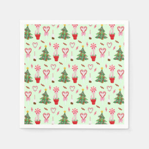Guardanapo De Papel Padrão de Árvores de Doces de Natal