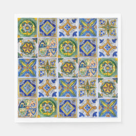 Guardanapo De Papel Padrão de azulejo cerâmico siciliano tradicional