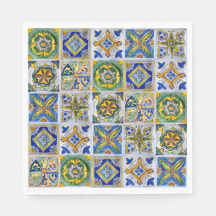 Guardanapo De Papel Padrão de azulejo cerâmico siciliano tradicional