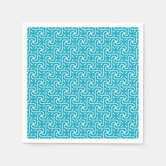 Guardanapo De Papel padrão de azulejo egípcio, turquesa e branco (Frente)