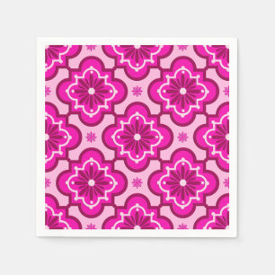 Guardanapo De Papel Padrão de azulejo marroquino - Rosa Fúcsia