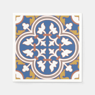 Guardanapo De Papel Padrão de Azulejo Ornamental Colorida