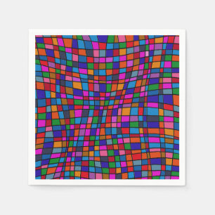Guardanapo De Papel Padrão de Azulejos Coloridos em Mosaico Divertido