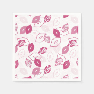 Guardanapo De Papel Padrão de beijos de Lábios rosa
