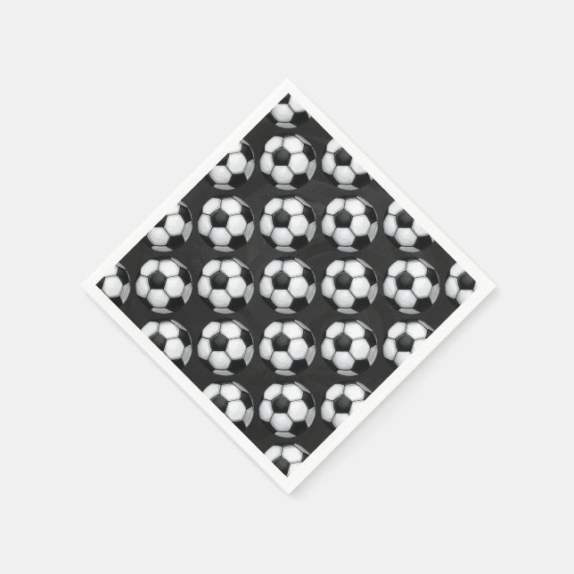 Guardanapo De Papel Padrão de bola de futebol preto e branco (Canto)