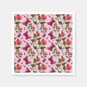 Guardanapo De Papel Padrão de Borboleta Cereja Fofa, Fruta Kawaii Bril