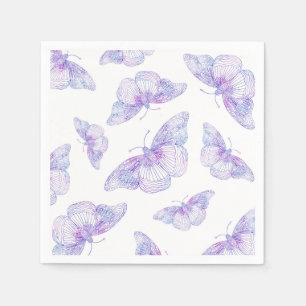 Guardanapo De Papel Padrão de Borboleta Violet Watercolor