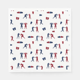 Guardanapo De Papel Padrão de Boxer para Luvas Vermelhas e Azuis