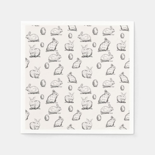 Guardanapo De Papel Padrão de Bunnies de Páscoa desenhados à mão | Gua (Frente)
