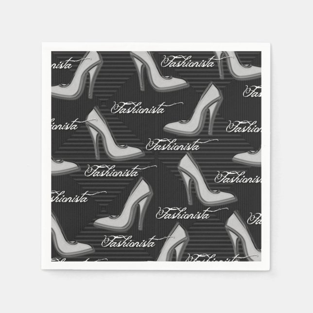 Guardanapo De Papel Padrão de Calçados Brancos Fashionista Napkins (Frente)