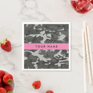Guardanapo De Papel Padrão de Camuflagem Cinza, Seu nome, Personalizar