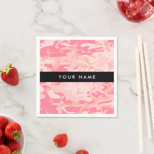 Guardanapo De Papel Padrão de Camuflagem Rosa, Seu nome, Personalize