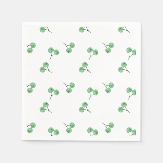 Guardanapo De Papel Padrão de Cereja Verde (Frente)