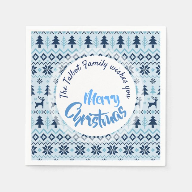 Guardanapo De Papel Padrão de cervo azul de NATAL personalizado P Napk (Frente)