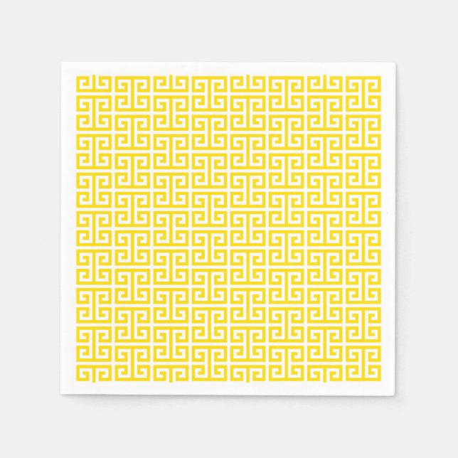 Guardanapo De Papel Padrão de Chave Grega Amarelo Dourado (Frente)