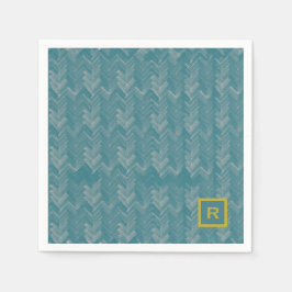 Guardanapo De Papel Padrão de Chevron Herringbone Turquesa Inicial