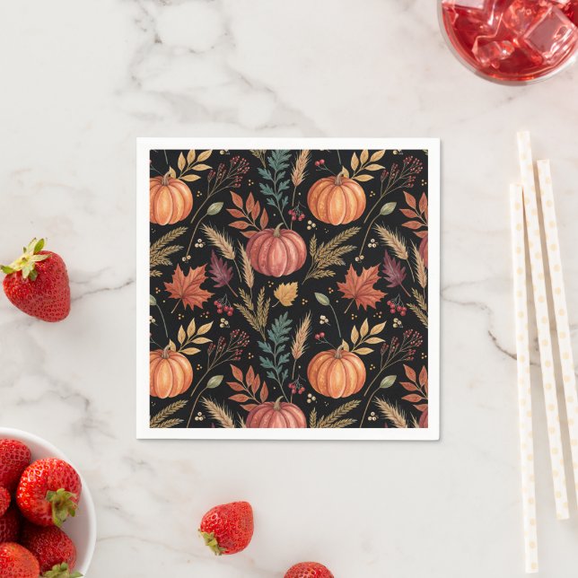 Guardanapo De Papel Padrão de Colheita de Outono de Aquarela (Insitu)