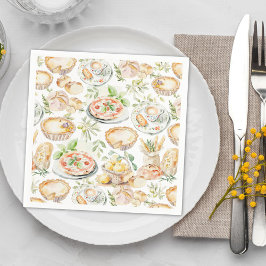 Guardanapo De Papel Padrão de Comida Mediterrânea em Aquarela